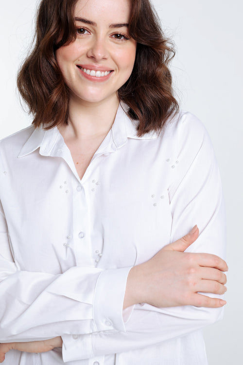 Chemise en coton avec perles-Paprika-8