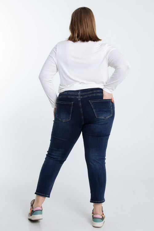 Slim 7/8-jegging in jeans met sportieve riem-Paprika-2