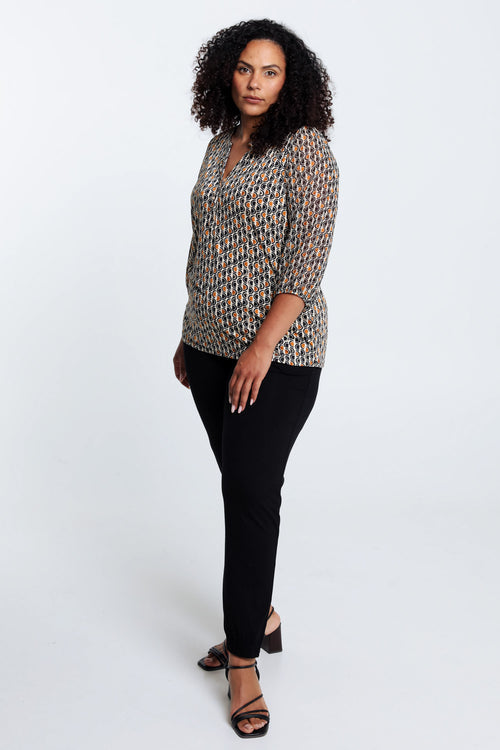 T-shirt met gouden grafisch motief-Paprika-8