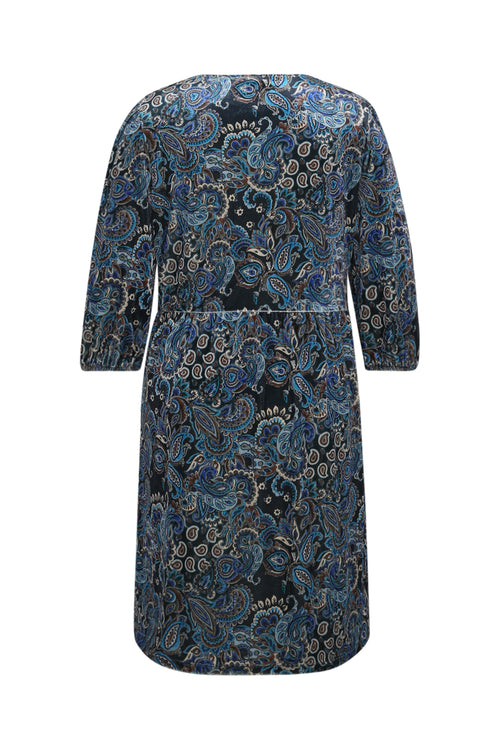 Jurk van fluweel met paisleyprint-Paprika-2
