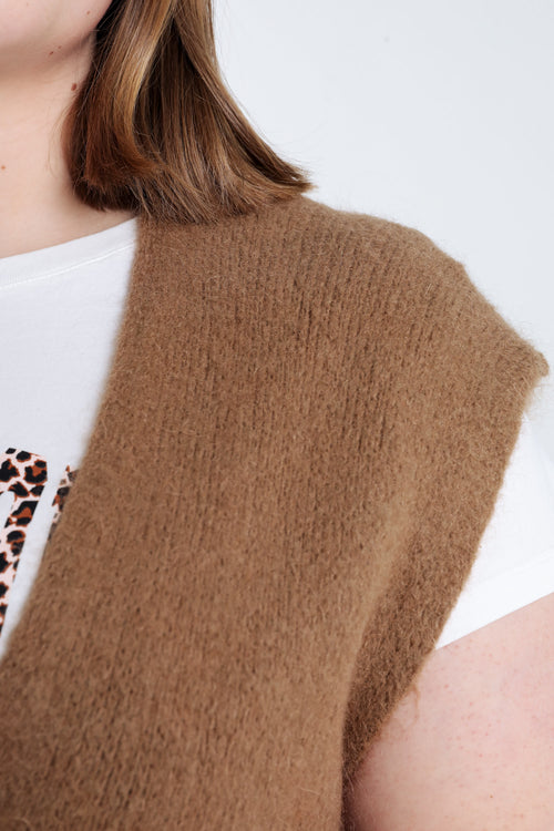 Effen mouwloos vest-Paprika-6