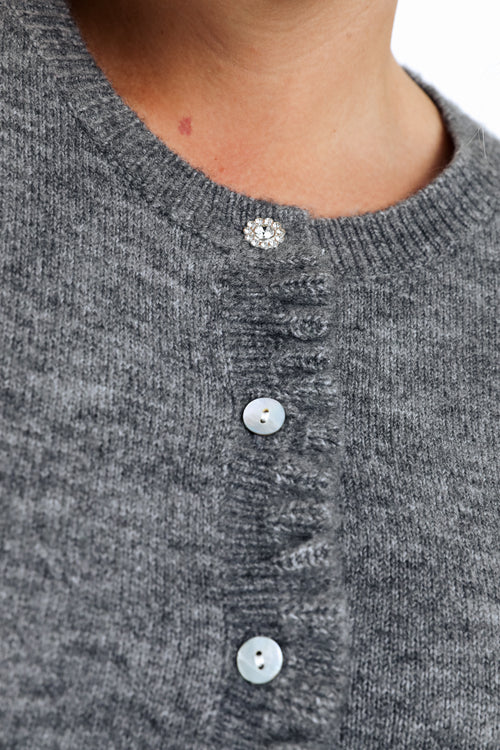 Cardigan boutonné uni avec volants-Paprika-5