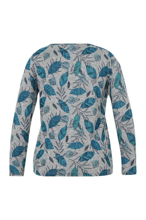 T-shirt maille chaude imprimé feuilles avec strass-Paprika-11