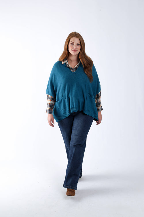 Effen korte trui van viscose-Paprika-6