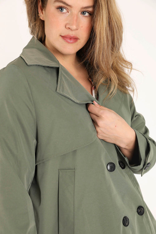 Korte effen trenchcoat-Paprika-5