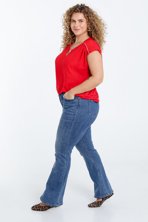 T-shirt met twee stoffen-Paprika-7