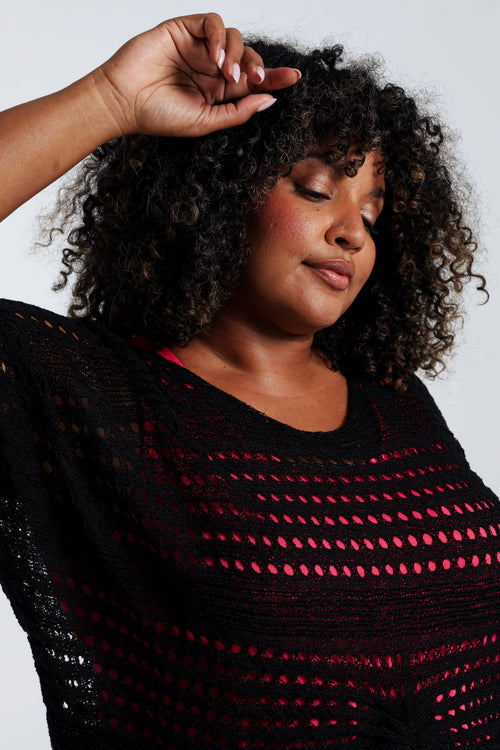 Korte, effen trui in viscose-Paprika-5