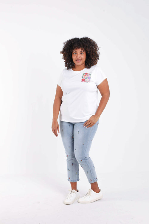 T-shirt van katoen met bloemenprint-Paprika-8