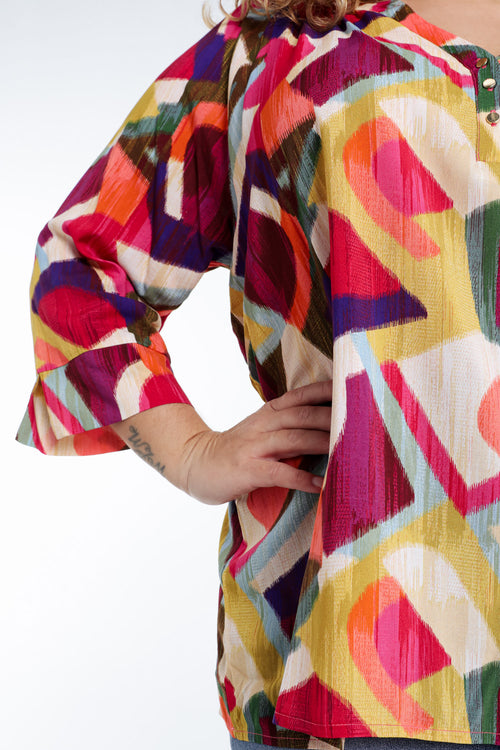 Blouse van viscose met grafische print-Paprika-4