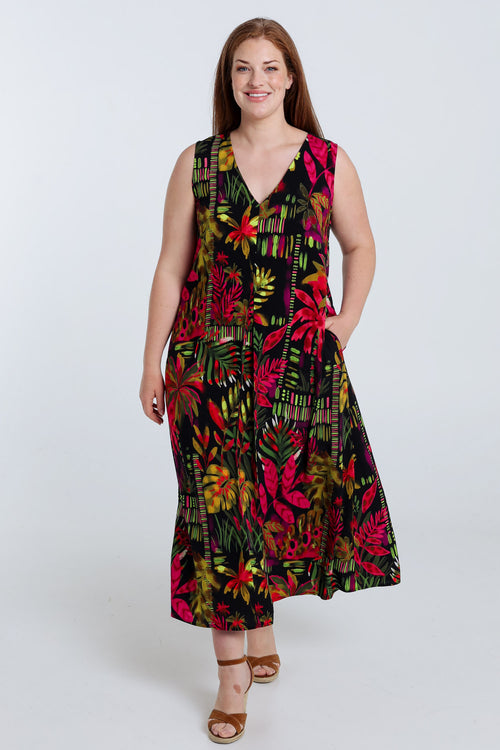 Lange jurk van viscose met bloemenprint - Main Image