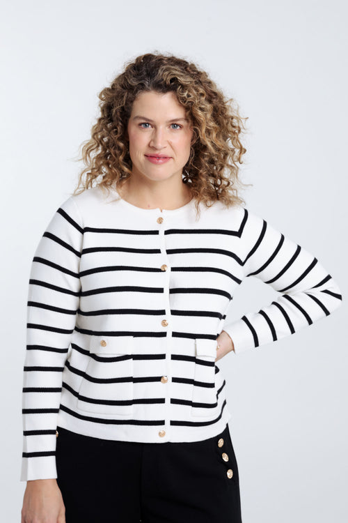 Gestreept vest met gouden knopen-Paprika-1