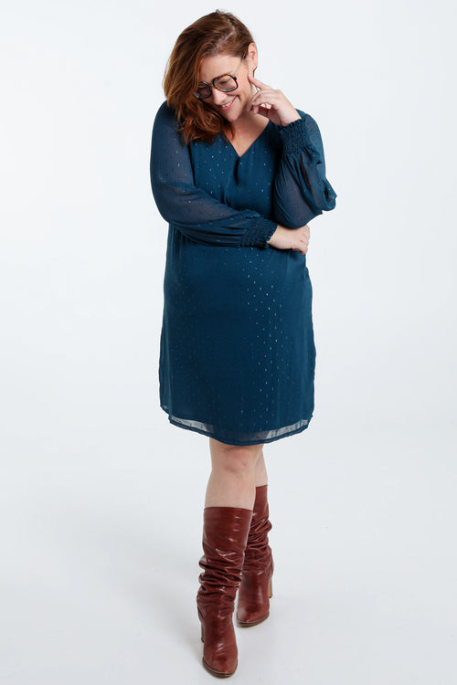 Korte, effen jurk met schouderuitsnijdingen-Paprika-7