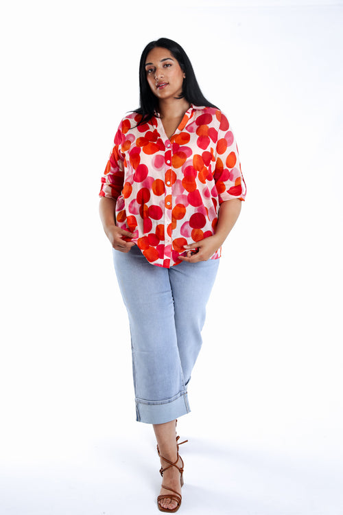 Blouse van katoen met ronde print-Paprika-7