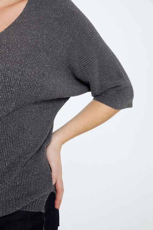 Pull uni avec lurex-Paprika-6