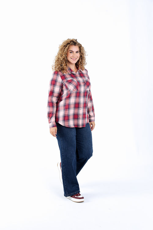 Katoenen overhemd met ruitjes en lurex-Paprika-5