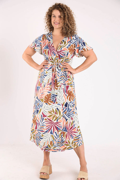 Jurk met bloemenprint en overslag-Paprika-8