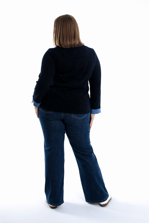Trui 2-in-1 met effen blouse-Paprika-2