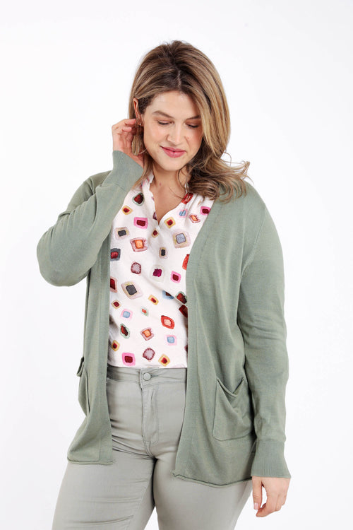 Cardigan fin en viscose uni-Paprika-1