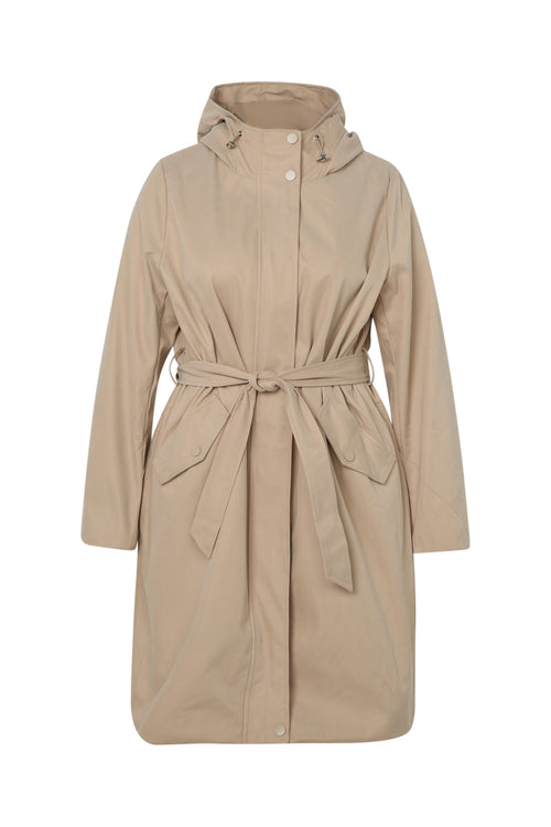 Effen mid-length trenchcoat met capuchon-Paprika-10