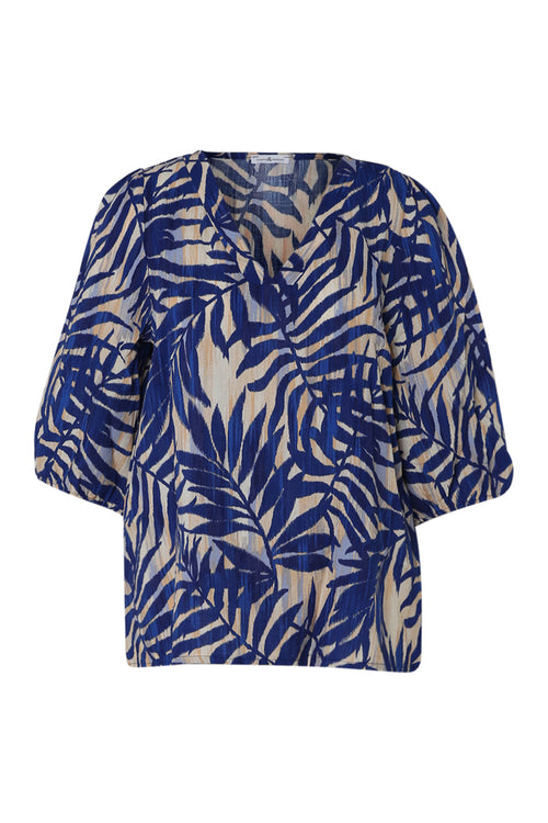 Blouse van viscose met bladerenprint-Paprika-10