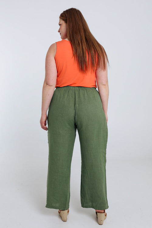 Effen linnen broek-Paprika-2