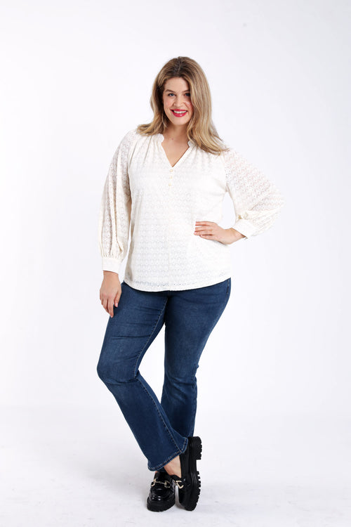 Blouse en dentelle unie-Paprika-8