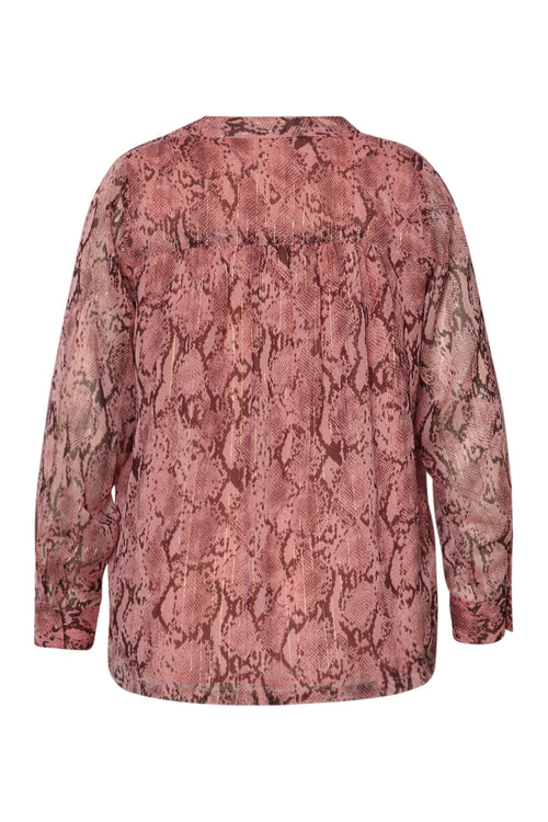 Blouse met slangenprint en lurex-Paprika-2