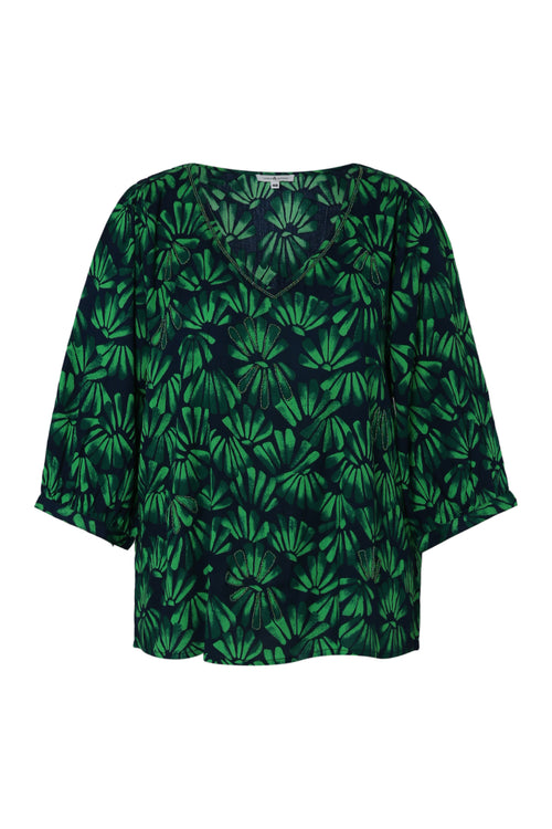 Bloes van viscose met bloemenprint-Paprika-1