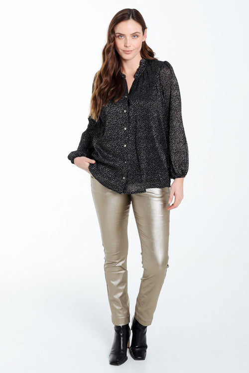 Blouse met stippenprint en folie-Paprika-9