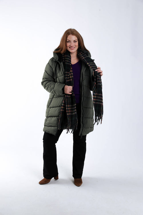 Effen lange donsjas-Paprika-9