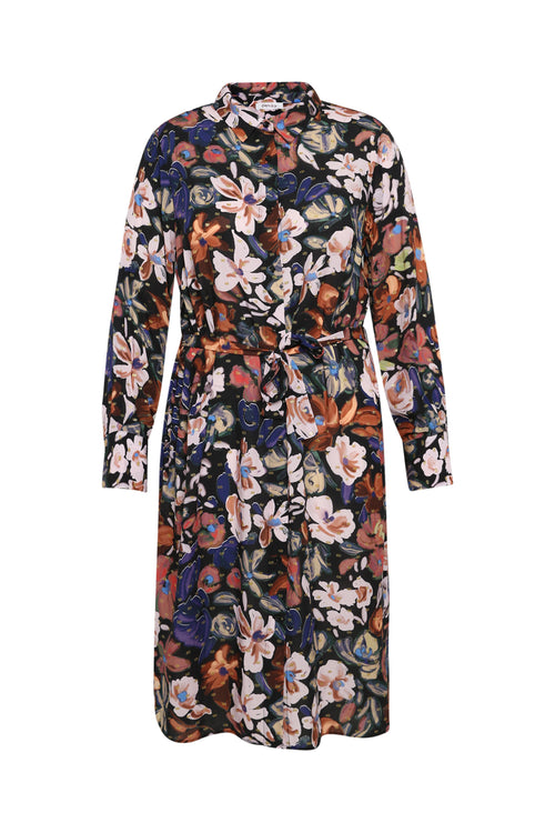 Robe chemise à fleurs avec lurex-Paprika-10