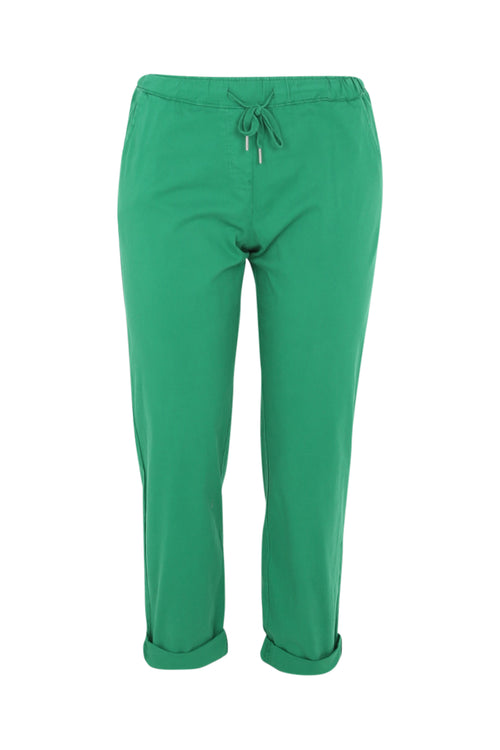 Effen 7/8-chinobroek in licht katoen met losse broekspijpen-Paprika-9