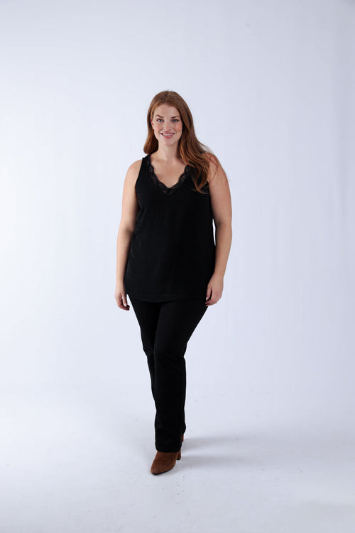 Effen top met kant-Paprika-5