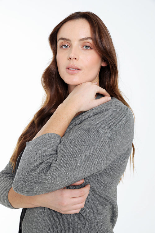 Korte, effen cardigan in viscose met lurex-Paprika-3