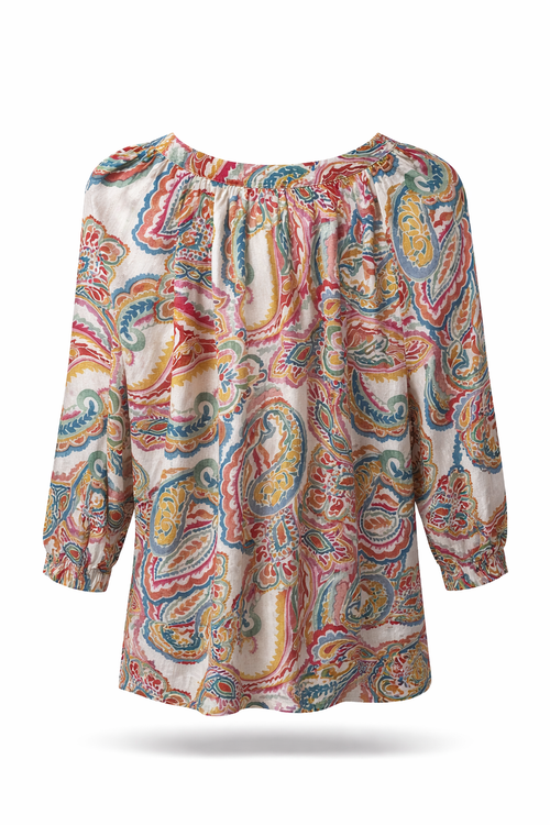 Blouse van viscose met paisleyprint-Paprika-2