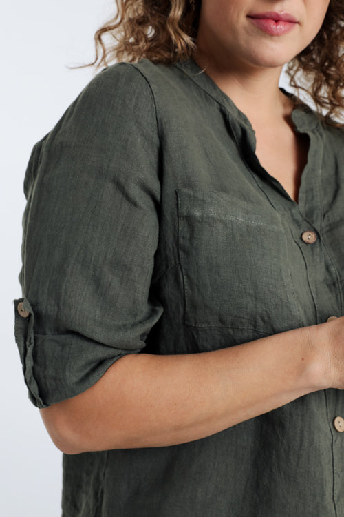  Effen linnen blouse-Paprika-4