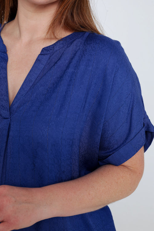 Blouse van viscose met lurexstrepen-Paprika-4