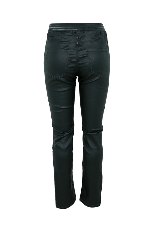 Slim gecoate jegging met fijne riem-Paprika-11