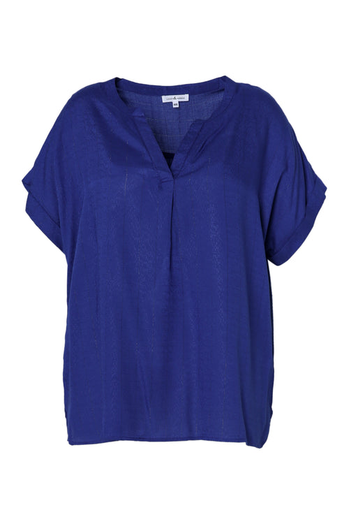 Blouse van viscose met lurexstrepen-Paprika-10