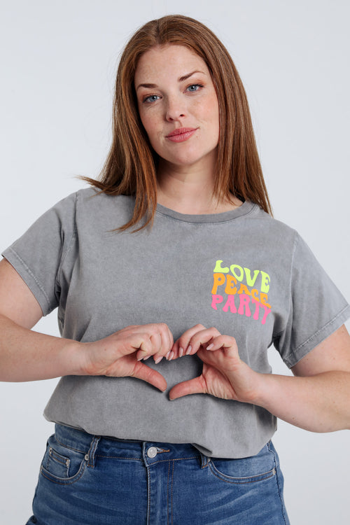 T-shirt van katoen met fluorescerende tekstprint-Paprika-1