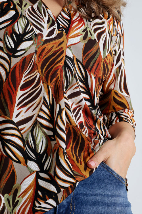 T-shirt met verenmotief-Paprika-5