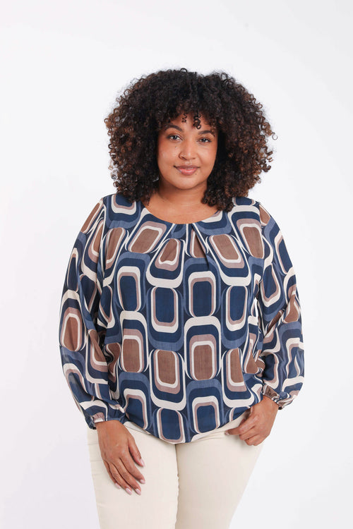 Blouse imprimé graphique-Paprika-1