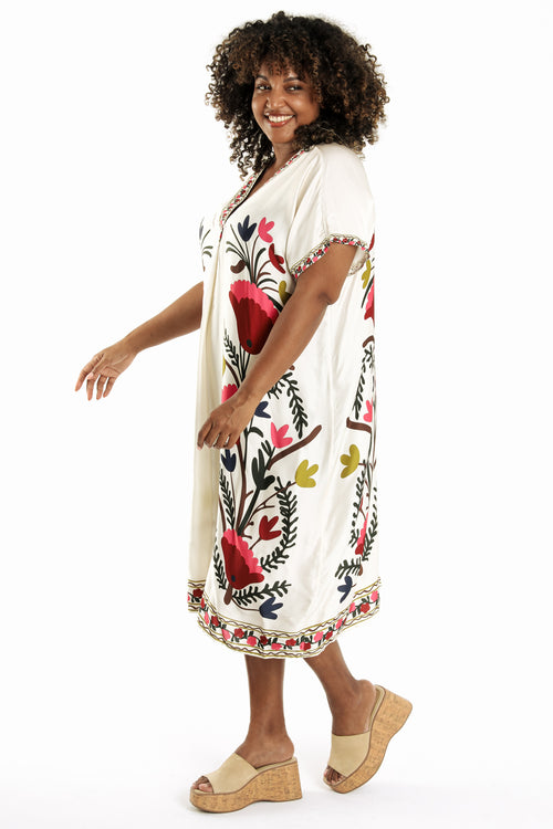 Robe en viscose imprimé folk-Paprika-7