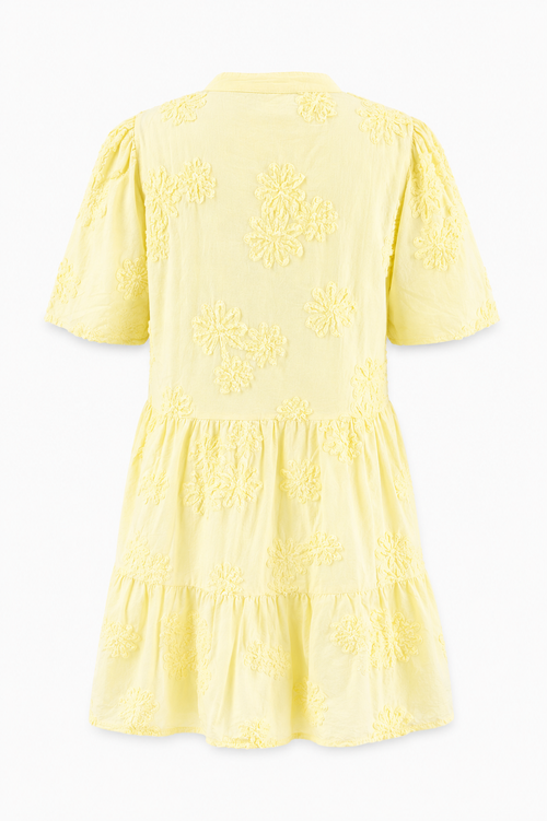 Robe tunique en coton unie avec fleurs brodées ton sur ton-Paprika-2