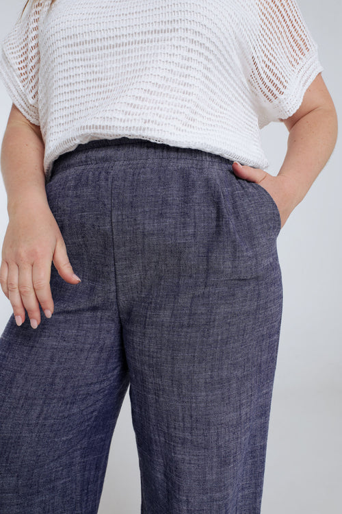 Effen linnen broek-Paprika-3