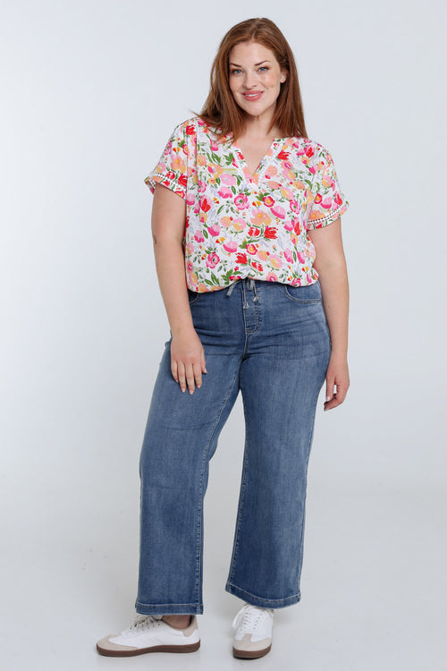 Bloes van viscose met bloemenprint-Paprika-7