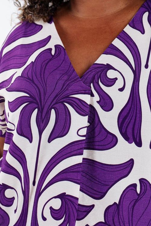 Bicolor blouse met bloemenprint-Paprika-6