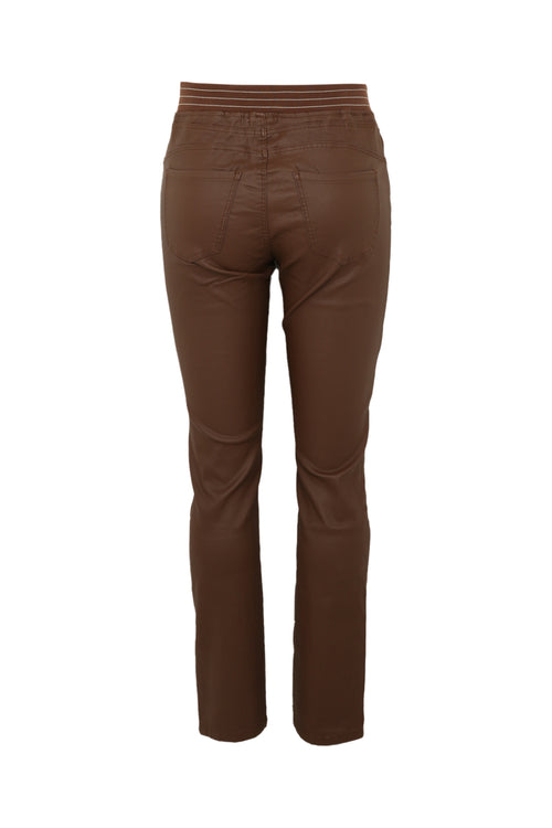 Slim gecoate jegging met fijne riem-Paprika-10