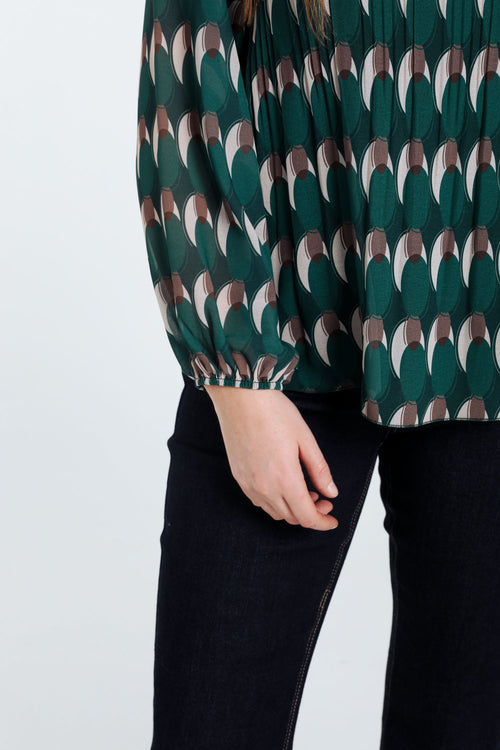 Geplooide blouse met grafische print-Paprika-6