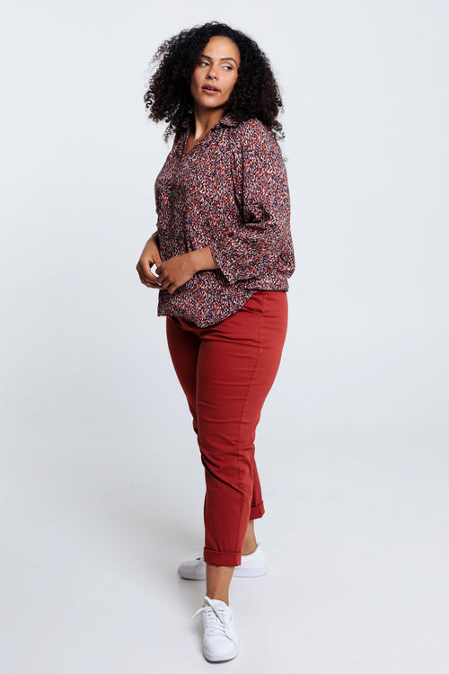 Blouse in viscose met dierenhuidmotief-Paprika-7